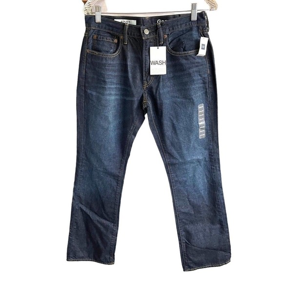 Gap Women's Mid Rise Straight Leg Bootcut Dark Wash 30x30 - Picture 1 of 10